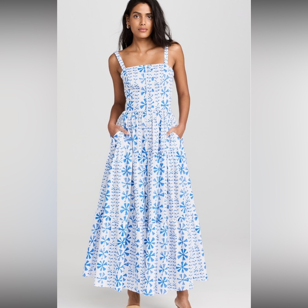 Borgo de Nor Jimena Dress Blue and White Patterned Maxi